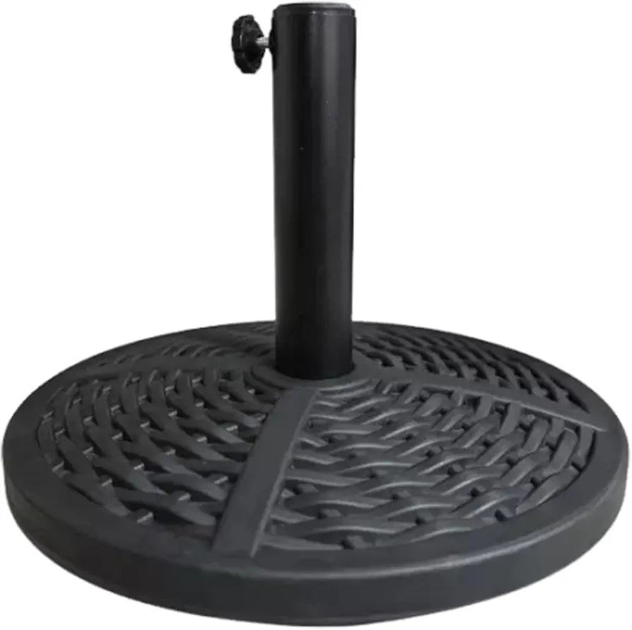 10kg Rattan Effect Garden Parasol Base,Umbrella Stand With Patterned Leaf Design for Outdoor Furniture Umbrella, Gazebo, Patio,Awning,Parasol Holder with Adjustable Knob H32 x D42.5cm