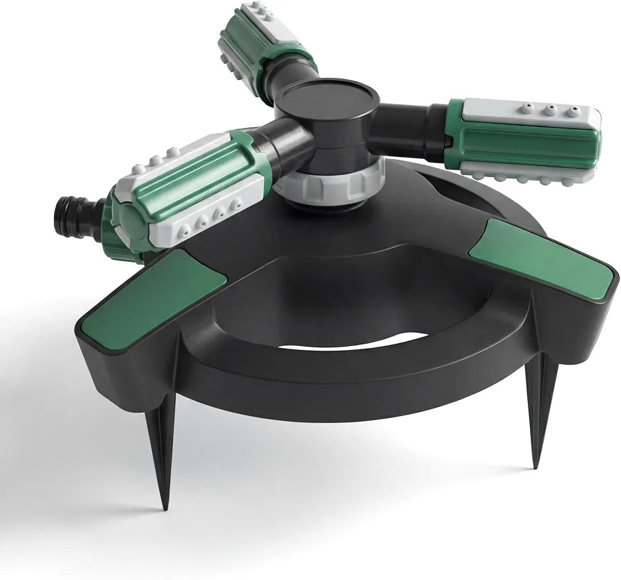 Garden Sprinkler with Spikes | 3 Spray Patterns | 360° Lawn Watering Sprinklers | 3 Arms Adjustable Water Sprinkler | Large Spray Coverage for Garden Plants Irrigation