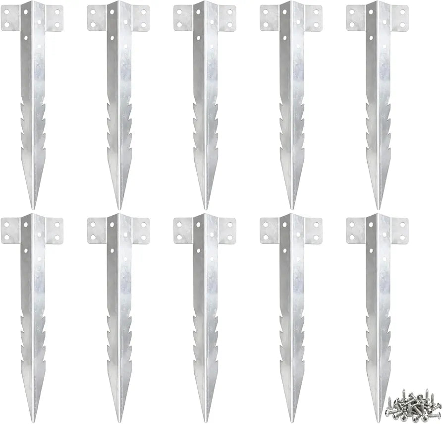 10 Pack Railway Sleeper Brackets, Heavy Duty Metal Sleeper Stakes, Galvanized Steel Jagged Stakes for Garden Edging, Timber Raised Beds, Driveway, Pathways & Retaining Walls