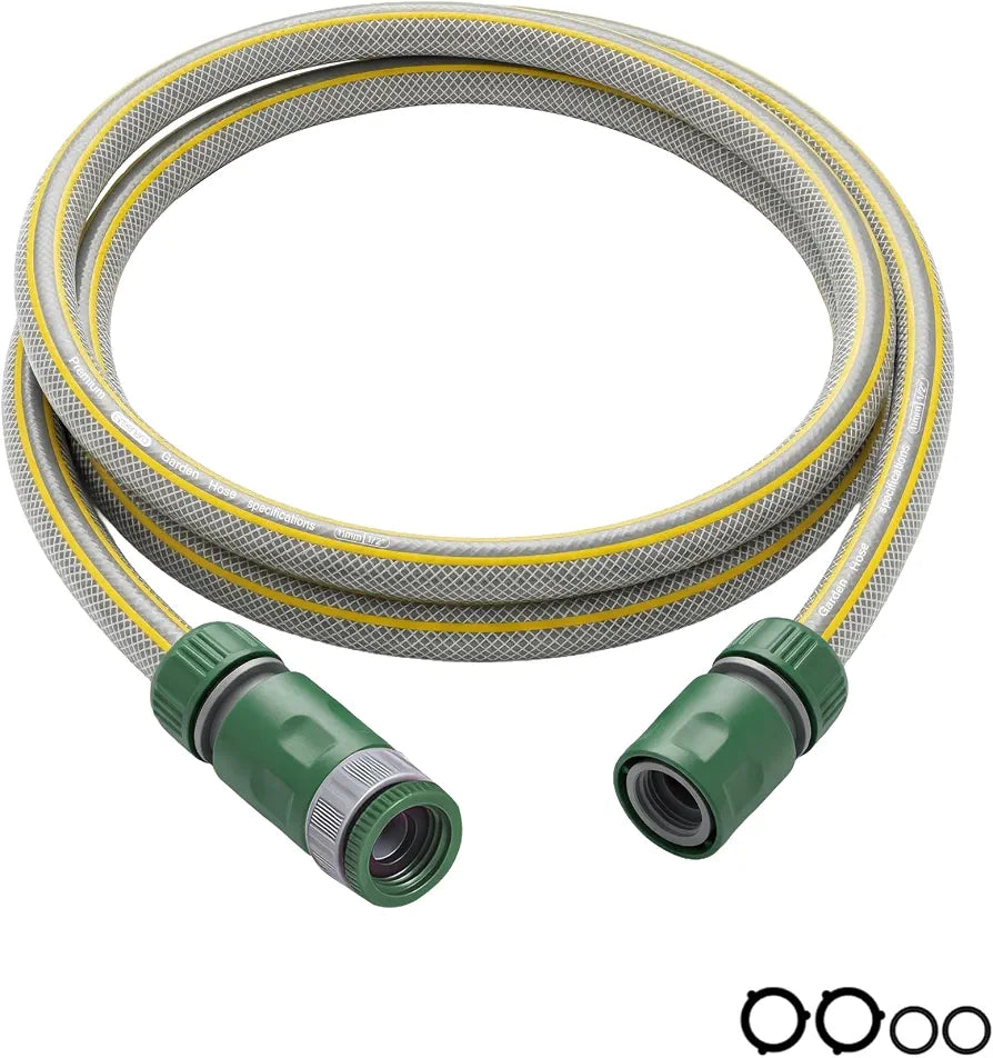 1.5m Short Hose Pipe ø 11 mm | Universal Connection Kit | Small Hosepipe Including 3/4'' Male Threaded | 2 in 1 Tap Adapter | Fitting Kit for Garden Hose Reel Cart