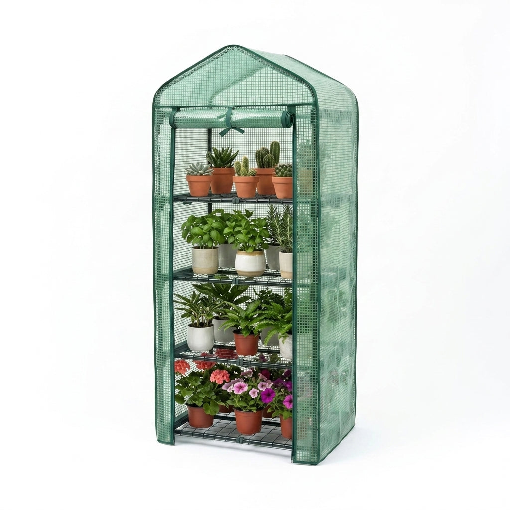 4-Tier Mini Greenhouse 50 × 45 × 158cm – PE Cover