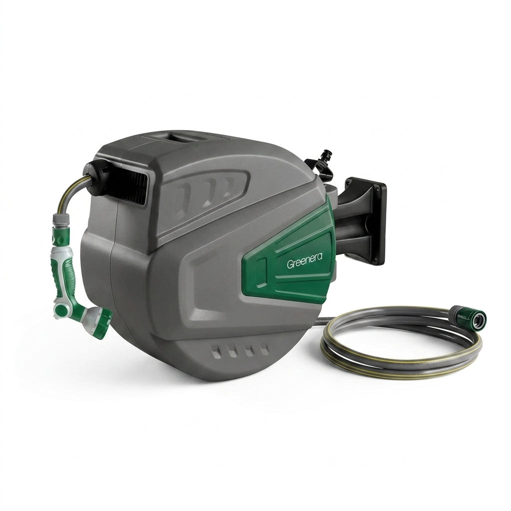 Retractable Garden Hose Reel 20m + 2m, Wall Mounted