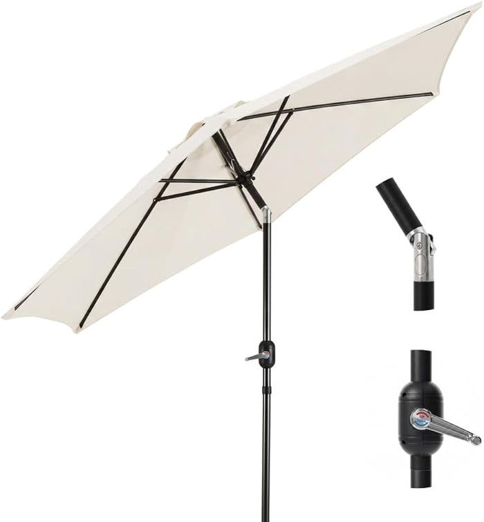 2.7m Tilting Parasol, Crank Up & Tilt Outdoor Garden Parasol Umbrella, Waterproof Sun Shade Canopy UV30+ Polyester Canopy, 38mm Parasol Pole, Air Vent, Steel Frame for Patio, Garden & Balcony