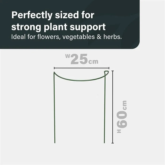 Vivo Technologies 12 Pack Plant Support Stakes 25×60cm,Metal Plant Supports Ring Cage for Garden Sturdy Half Round Garden Plant Supports for Vegetable, Tomatoes, Peony, Roses, Lavender, Flowers