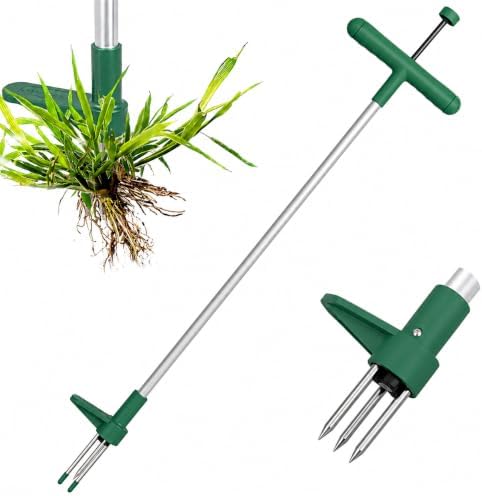 Vivo Technologies Weed Puller, Stand Up Weeder Hand Tool With 3 Claws, Long Handle Garden Weeding Tool for Dandelion, Twist Hand Weed Root Pulling Tool and Picker