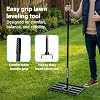 Lawn Levelling Rake, 43 x 25cm Lawn Leveler with 198cm Long Handle, Heavy Duty Stainless Steel Level Lawn Tool, Landscape Rake Adjustable Curved End Grip for Soil Sand Dirt Surfaces Garden Grass