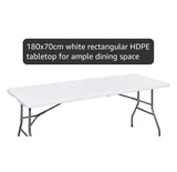 Rectangle Folding Trestle Table Outdoor Picnic Folding Portable Camping Tables for Parties, Garden, BBQ, Beach, Indoor & Outdoor Use, Party Catering Wedding Easy Assembly 6ft 180x70x74cm White