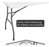 Rectangle Folding Trestle Table Outdoor Picnic Folding Portable Camping Tables for Parties, Garden, BBQ, Beach, Indoor & Outdoor Use, Party Catering Wedding Easy Assembly 6ft 180x70x74cm White