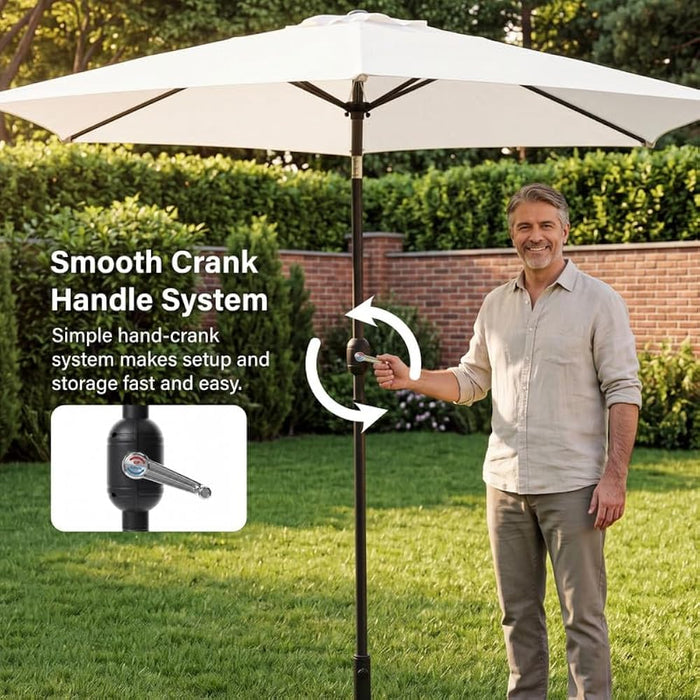 2.7m Tilting Parasol, Crank Up & Tilt Outdoor Garden Parasol Umbrella, Waterproof Sun Shade Canopy UV30+ Polyester Canopy, 38mm Parasol Pole, Air Vent, Steel Frame for Patio, Garden & Balcony