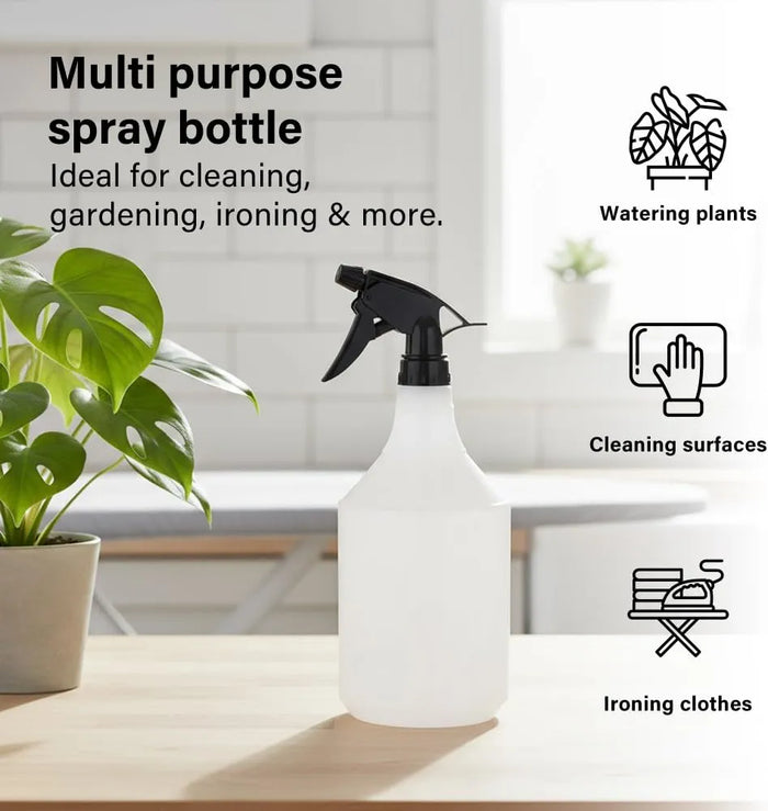 Vivo Technologies 1 Litre Spray Bottle With Adjustable Trigger | Leak Proof, Ergonomic & Multi Purpose | Perfect For Cleaning, Gardening, Ironing & Home Use | Easy Refill & Comfortable Grip