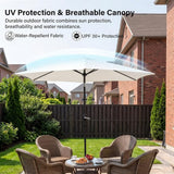 2.7m Tilting Parasol, Crank Up & Tilt Outdoor Garden Parasol Umbrella, Waterproof Sun Shade Canopy UV30+ Polyester Canopy, 38mm Parasol Pole, Air Vent, Steel Frame for Patio, Garden & Balcony
