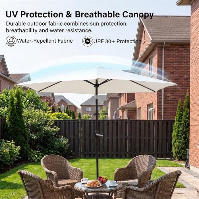 2.7m Tilting Parasol, Crank Up & Tilt Outdoor Garden Parasol Umbrella, Waterproof Sun Shade Canopy UV30+ Polyester Canopy, 38mm Parasol Pole, Air Vent, Steel Frame for Patio, Garden & Balcony