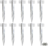 10 Pack Railway Sleeper Brackets, Heavy Duty Metal Sleeper Stakes, Galvanized Steel Jagged Stakes for Garden Edging, Timber Raised Beds, Driveway, Pathways & Retaining Walls