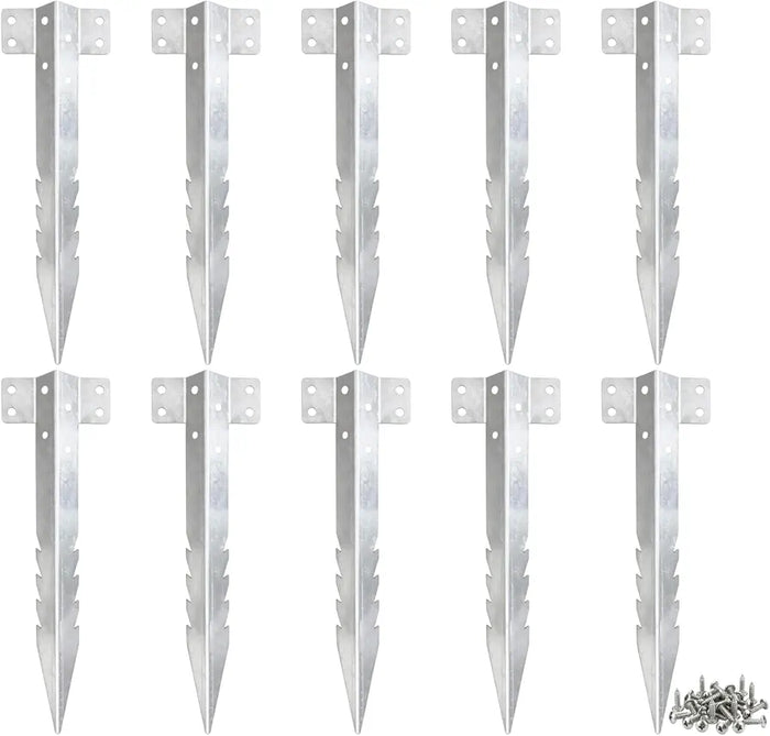 10 Pack Railway Sleeper Brackets, Heavy Duty Metal Sleeper Stakes, Galvanized Steel Jagged Stakes for Garden Edging, Timber Raised Beds, Driveway, Pathways & Retaining Walls