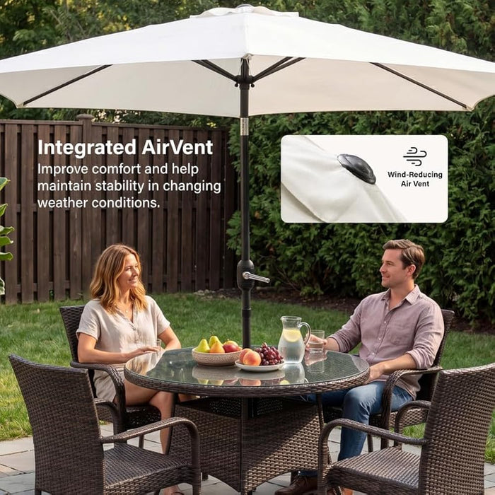 2.7m Tilting Parasol, Crank Up & Tilt Outdoor Garden Parasol Umbrella, Waterproof Sun Shade Canopy UV30+ Polyester Canopy, 38mm Parasol Pole, Air Vent, Steel Frame for Patio, Garden & Balcony