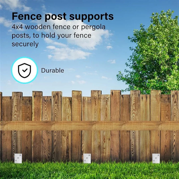 4 x Fence Posts Support, U-Type Pergola Bracket Extenders with Foot-Shaped Concrete Anchors. Heavy-Duty Galvanized Steel Spikes, 4mm Thick. 100 x 100 x 60mm 