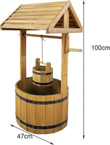 Vivo Technologies Large Wooden Wishing Well Planter Large Solid Pine Ornamental Outdoor Garden Plant Flower Pot Outdoor Ornament Decoration