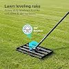 Lawn Levelling Rake, 43 x 25cm Lawn Leveler with 198cm Long Handle, Heavy Duty Stainless Steel Level Lawn Tool, Landscape Rake Adjustable Curved End Grip for Soil Sand Dirt Surfaces Garden Grass