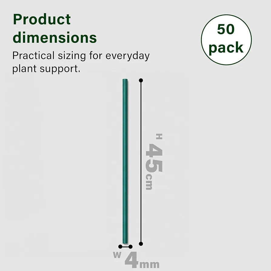 45cm Garden Stakes, 50 pack Bamboo Sticks Plant Support Sticks Green Garden Sticks for Garden Flowers, Vegetables, Weather Resistant Canes Wooden Canes for Gardening Tripods Making