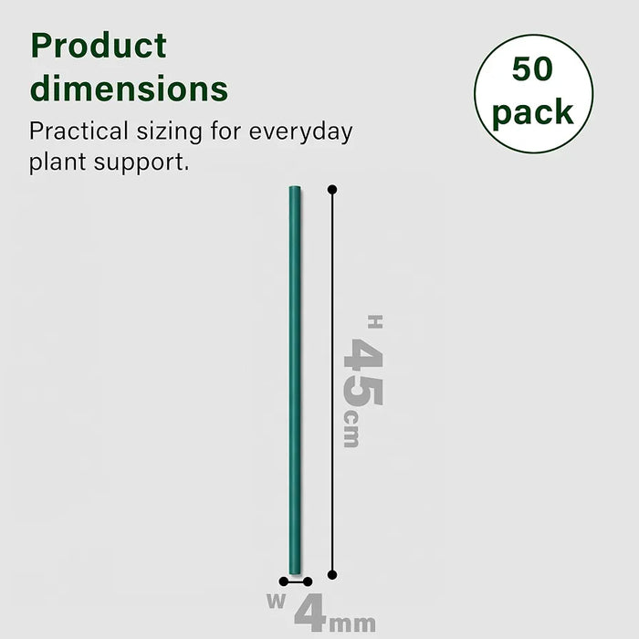 45cm Garden Stakes, 50 pack Bamboo Sticks Plant Support Sticks Green Garden Sticks for Garden Flowers, Vegetables, Weather Resistant Canes Wooden Canes for Gardening Tripods Making