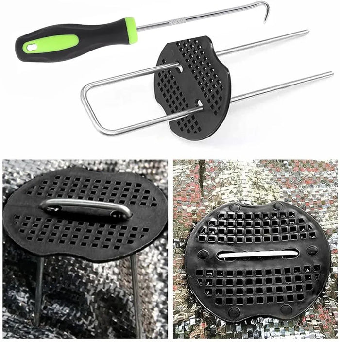 Vivo Technologies 50 Weed Control Membrane Pegs + 50 Buffer Washer Weed Mat Pegs U-Shaped Galvanised Securing Pegs Ground Cover Pegs Metal Garden Landscape Staples Artificial Grass Pins Barrier Pegs