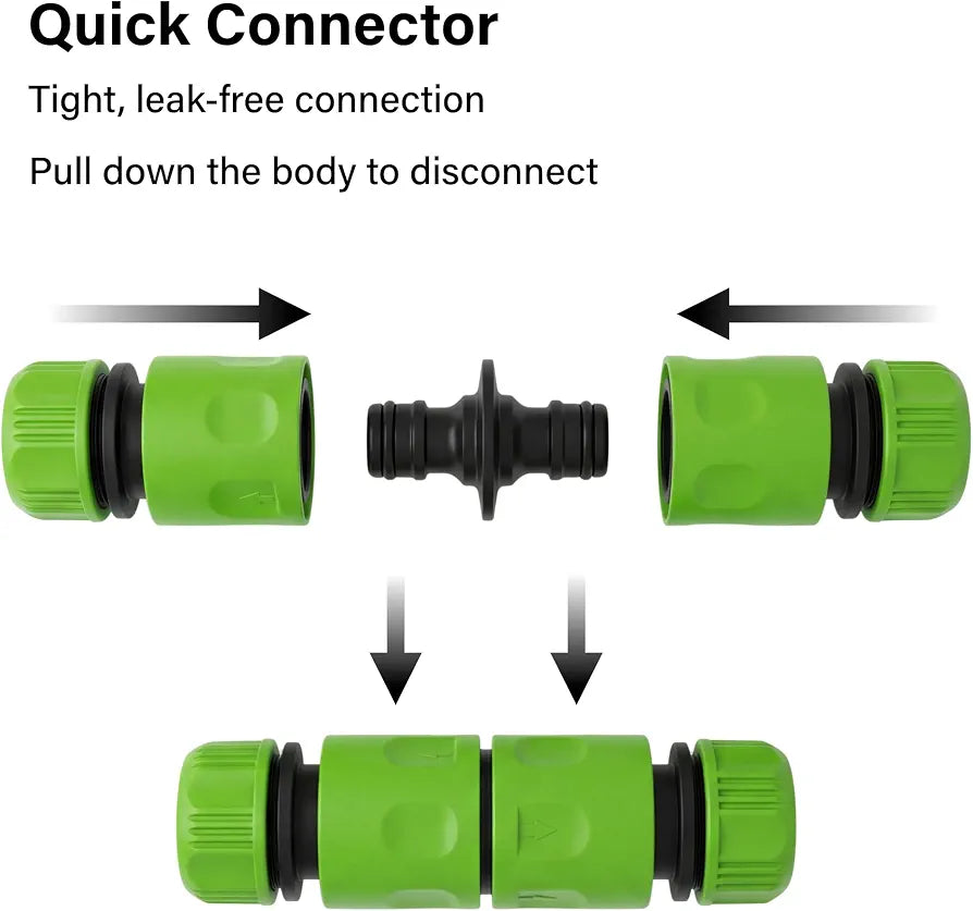 Garden Hose Connector Set 24 Pack | 1 Nozzle | 5 Hose End Connectors | 1 Hose Waterstop | 2 Double Male Snap | 2 Hosepipe Tap Fitting 1/2 & 3/4 Inch for Joining Hose Pipe