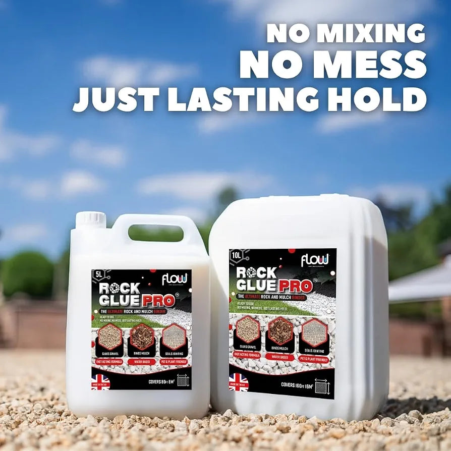 Rock Glue Pro – Heavy-Duty Water-Based Gravel & Mulch Binder for Driveways, Garden Paths | Long-Lasting, Weatherproof, Easy-to-Apply Formula 