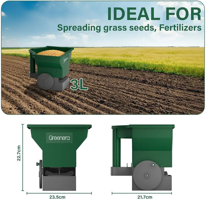 Grass Seed Spreader 3L, Handheld Seed Dispenser,Durable & Lightweight,Evenly Grass Seed Spreader, for Lawn Fertiliser,Weed and Feed Dispenser