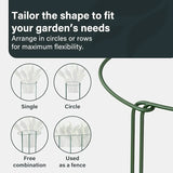 Vivo Technologies 12 Pack Plant Support Stakes 25×60cm,Metal Plant Supports Ring Cage for Garden Sturdy Half Round Garden Plant Supports for Vegetable, Tomatoes, Peony, Roses, Lavender, Flowers