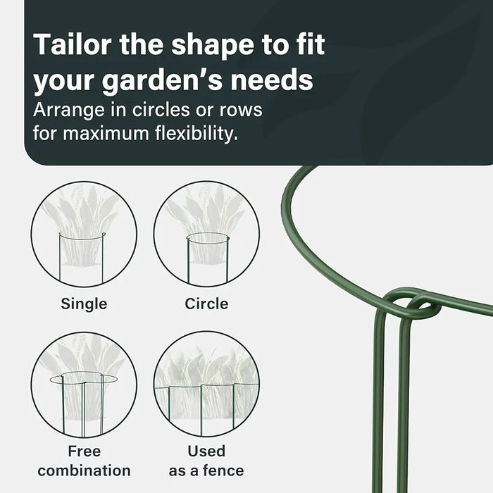 Vivo Technologies 12 Pack Plant Support Stakes 25×60cm,Metal Plant Supports Ring Cage for Garden Sturdy Half Round Garden Plant Supports for Vegetable, Tomatoes, Peony, Roses, Lavender, Flowers