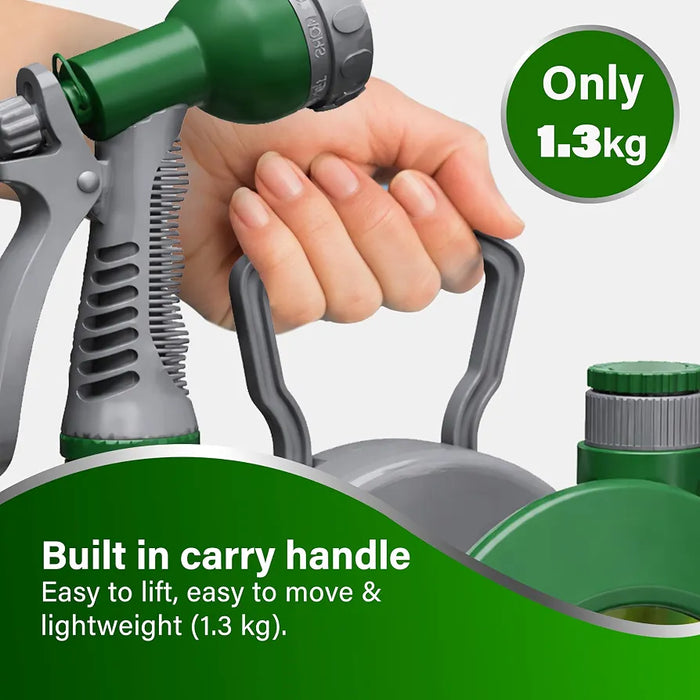 Garden Hose Reel 12M, 39ft Compact Hosepipe with 8-Pattern Water Spray Gun, Adjustable Nozzles, Portable Compact Hosepipe Mini Garden Hose Pipe Reel for Gardens, Patio Balconies