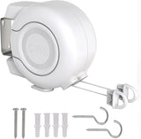 Retractable Washing Line 30m Outdoor, Heavy Duty Wall Mounted Double Washing Lines Extendable Clothes Line Laundry Drying Line for Drying Space, White