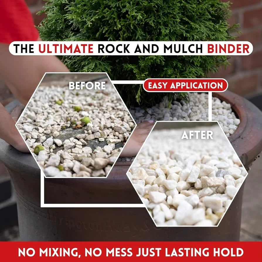 Rock Glue Pro – Heavy-Duty Water-Based Gravel & Mulch Binder for Driveways, Garden Paths | Long-Lasting, Weatherproof, Easy-to-Apply Formula 