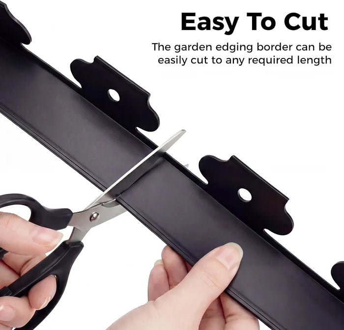 Garden Edging Border, 33FT/10M Black Flexible Plastic Lawn Edging with 30 Reinforced Pegs, 4.6CM High Lawn Edging Border - Easy Dig & Cut Installation for Flowerbeds, Lawns & Pathways