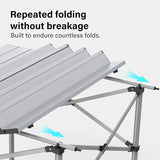 Portable Aluminium Camping Table, Lightweight Outdoor Table Folding Steel Frame with Roll Up Top Carry Bag, Compact Stable Foldable for Garden, Beach, Camping Hiking,Picnic 