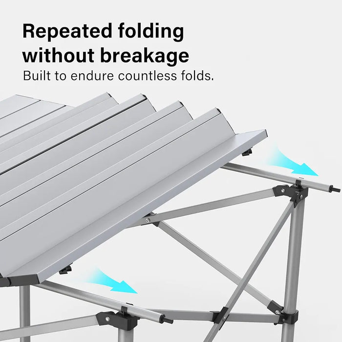 Portable Aluminium Camping Table, Lightweight Outdoor Table Folding Steel Frame with Roll Up Top Carry Bag, Compact Stable Foldable for Garden, Beach, Camping Hiking,Picnic 
