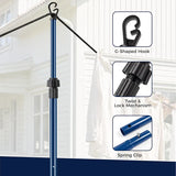 2.6 Meter Telescopic Washing Line Prop Pole Clothesline Heavy Duty Garden Dry Clothes Drying Airer Support Clothes Line Pole Galvanised Laundry Outdoor Washing Line Poles Extenedable to 2.6M Pack of 2