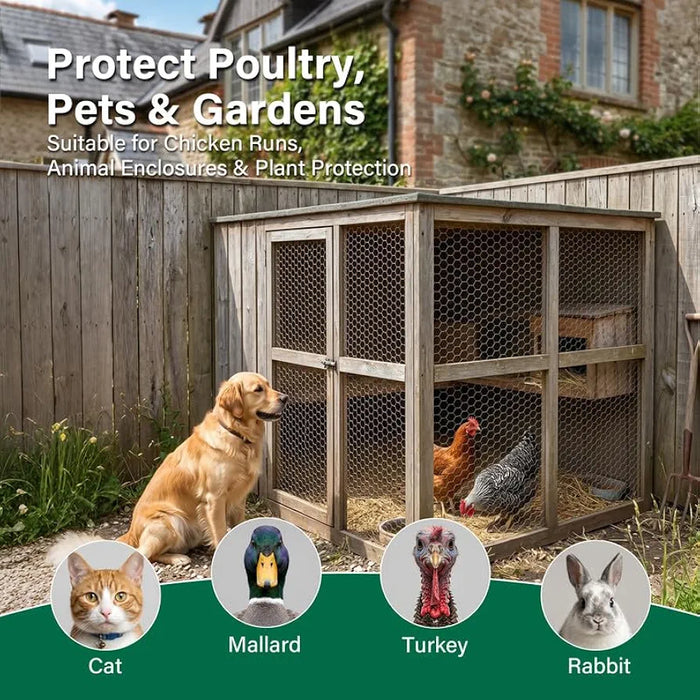 Chicken Wire 40cm x 10m, 25mm Chicken Wire Mesh Roll with 100 Cable Ties, Anti-Rust Hexagonal Galvanized Metal Wire Mesh, for DIY, Pet Rabbit Chicken Fencing, Protect Gardening Plants