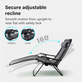 Set of 2 Extra Wide Zero Gravity Chairs, Luxury XXL Premium Heavy Duty Padded Garden Recliners,Sun Lounger Folding Garden Recliner,Adjustable Headrest,Cup & Phone Holder
