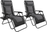 Set of 2 Extra Wide Zero Gravity Chairs, Luxury XXL Premium Heavy Duty Padded Garden Recliners,Sun Lounger Folding Garden Recliner,Adjustable Headrest,Cup & Phone Holder