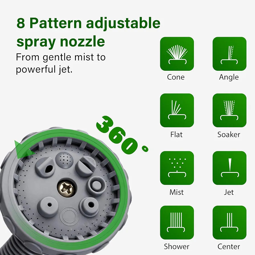 Garden Hose Reel 12M, 39ft Compact Hosepipe with 8-Pattern Water Spray Gun, Adjustable Nozzles, Portable Compact Hosepipe Mini Garden Hose Pipe Reel for Gardens, Patio Balconies