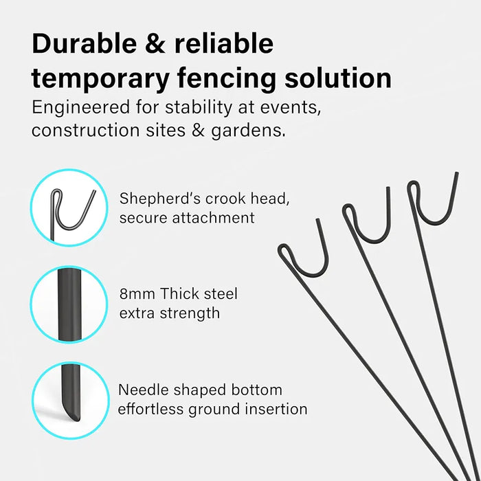 Fencing Pin 1.15m Long 8mm Thick Pins, Steel Fencing Road Rod, Garden Metal Fence Stakes for Temporary Outdoor Garden Fencing and Signage 