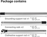 2.4M Stainless Steel Washing Line Pole, Heavy Duty Adjustable Clothes Props for Washing Line Outside, 4-Section Telesopic Clothes Line Prop, Home Garden Washing Poles for Laundry Support Pack of 2