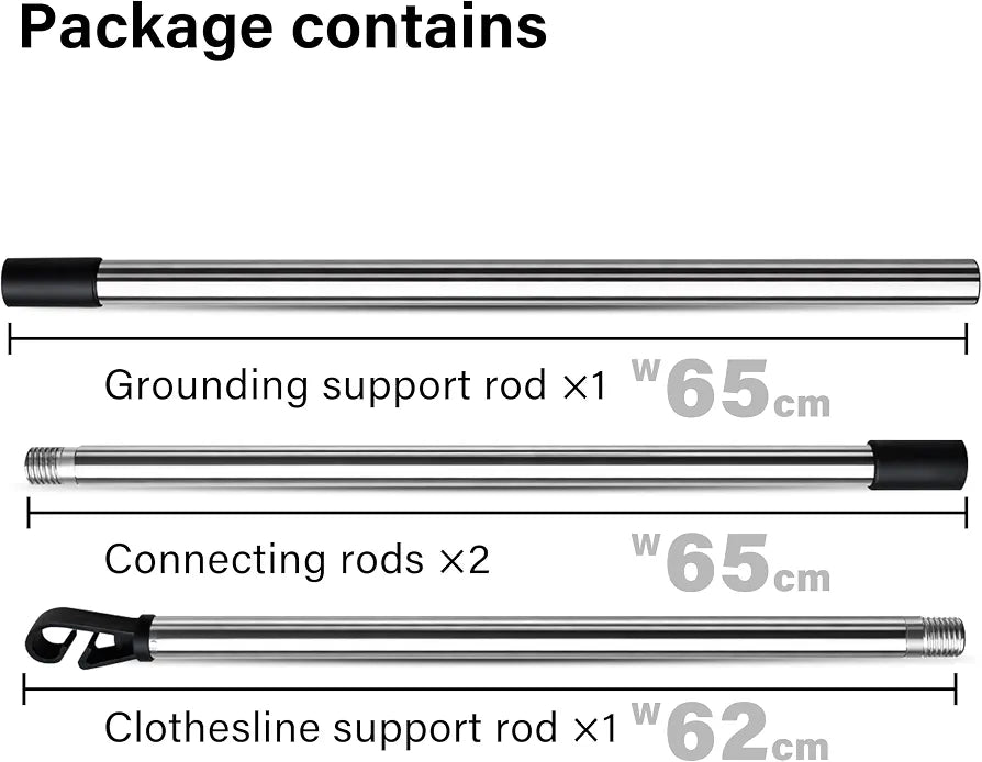 2.4M Stainless Steel Washing Line Pole, Heavy Duty Adjustable Clothes Props for Washing Line Outside, 4-Section Telesopic Clothes Line Prop, Home Garden Washing Poles for Laundry Support Pack of 2