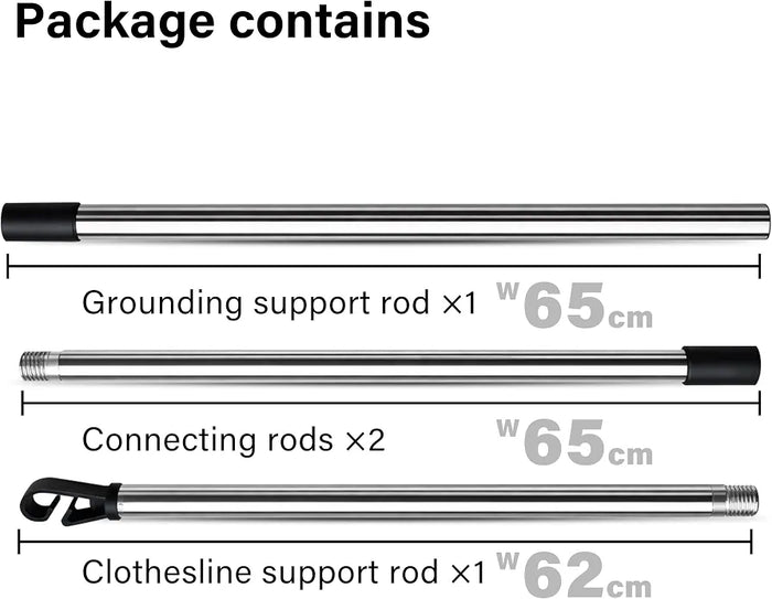 2.4M Stainless Steel Washing Line Pole, Heavy Duty Adjustable Clothes Props for Washing Line Outside, 4-Section Telesopic Clothes Line Prop, Home Garden Washing Poles for Laundry Support Pack of 2
