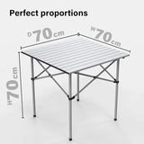 Portable Aluminium Camping Table, Lightweight Outdoor Table Folding Steel Frame with Roll Up Top Carry Bag, Compact Stable Foldable for Garden, Beach, Camping Hiking,Picnic 