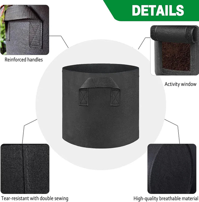 4 Pack of 10 Gallons Plant Grow Bags Thickened Nonwoven Fabric Pots with Handles Potato Vegetable Seed Planters Reusable Sack Garden Patio Growing Bag for Soil Root Strawberry Carrot Tomato