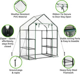 3 Tier Walk In Greenhouse - Shed Metal Frame Green House with 6 Shelves, Weatherproof PVC Plastic Cover and Roll up Zip Panel Door, Ideal for Growing Vegetables, Flowers, Seedlings, Tool-Free Assembly
