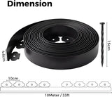 Garden Edging Border, 33FT/10M Black Flexible Plastic Lawn Edging with 30 Reinforced Pegs, 4.6CM High Lawn Edging Border - Easy Dig & Cut Installation for Flowerbeds, Lawns & Pathways