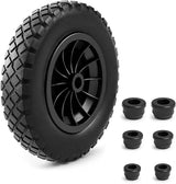14" Wheelbarrow Wheel PU Puncture Proof Solid 3.50-8 Wheel, Heavy Duty Replacement Tire for Wheelbarrow, Wheelbarrow Wheels Tyre for Garden Trolley Barrow Go Cart, Black